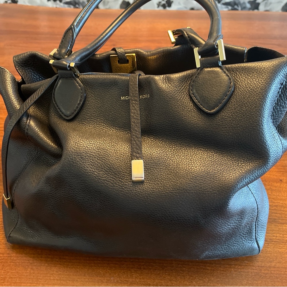 Michael Kors Collection Miranda Medium Tote-Black Pebbled Leather